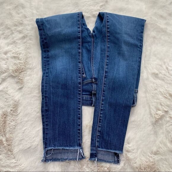 J Brand Raw Edge Asymmetrical Hem Medium Wash Skinny Jeans 25 - Picture 5 of 13